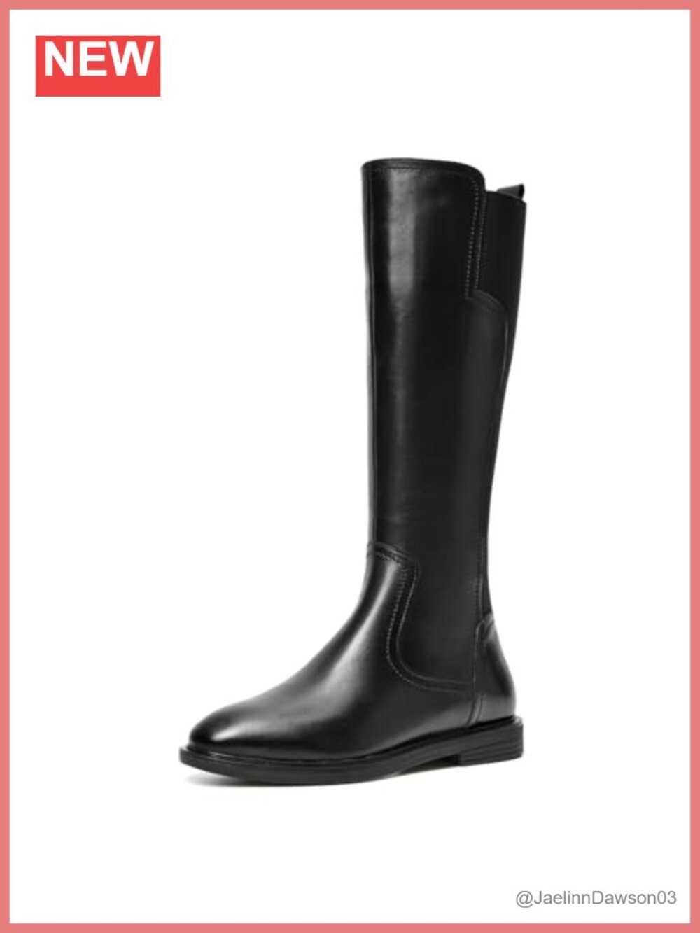 Women's Knee High Leather Riding Boots Low Block Heel Zip